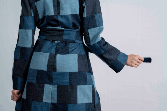 Patchwork Denim Duster Coat Dress