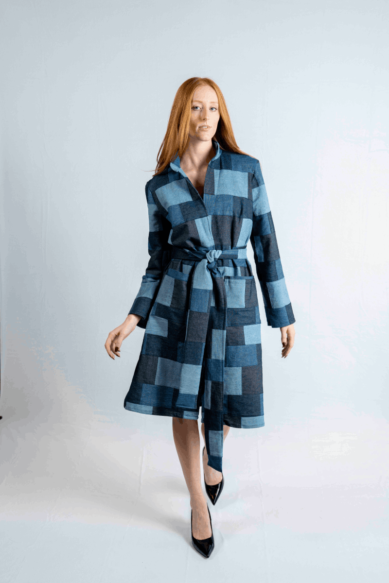 Patchwork Denim Duster Coat Dress