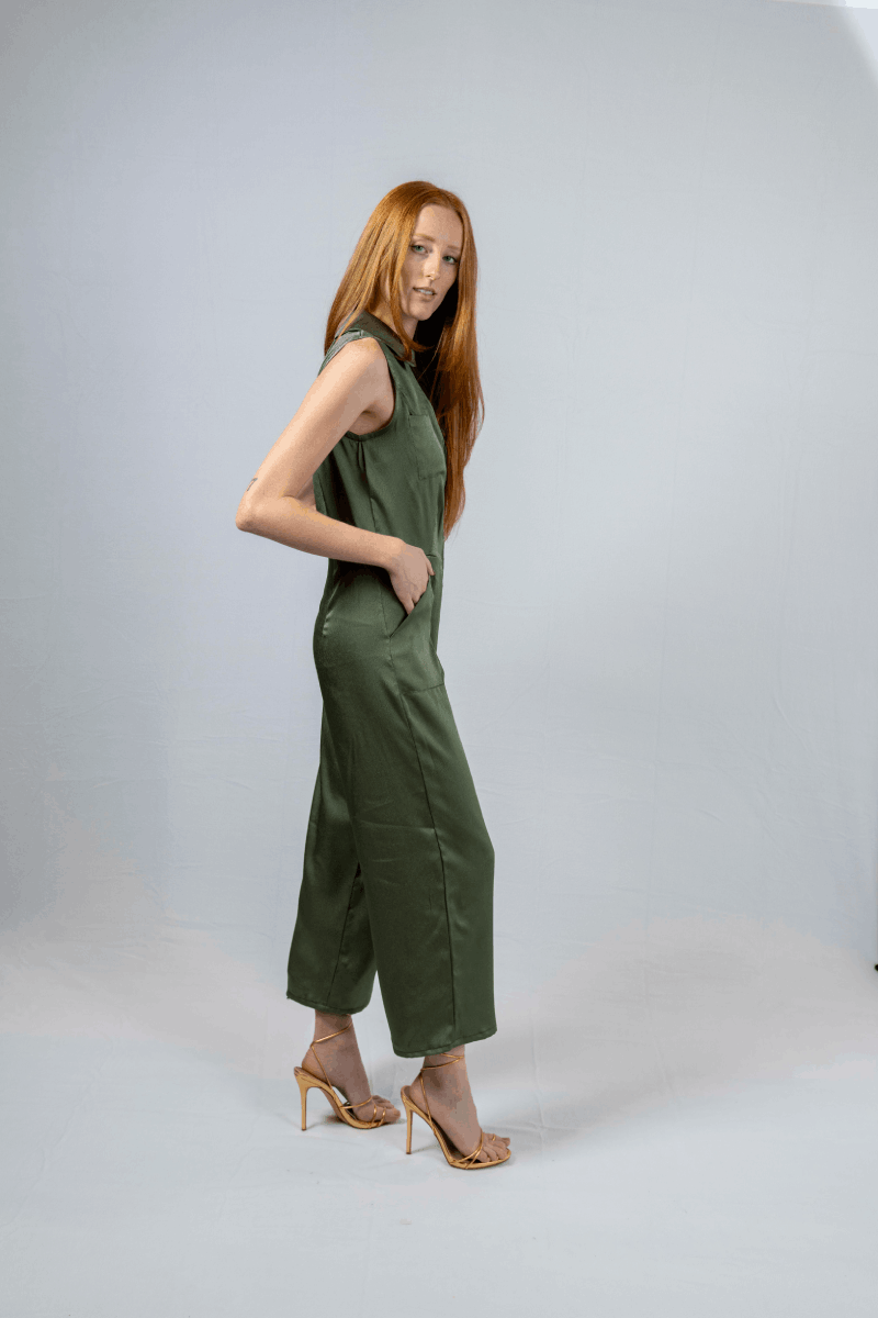 (Women's) Sleeveless Jumpsuit Olive